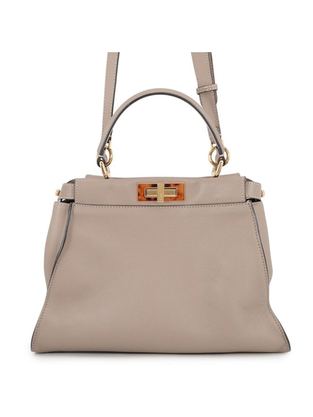 Fendi Handbag Peekaboo Tortoiseshell Regular Leather 2-Way